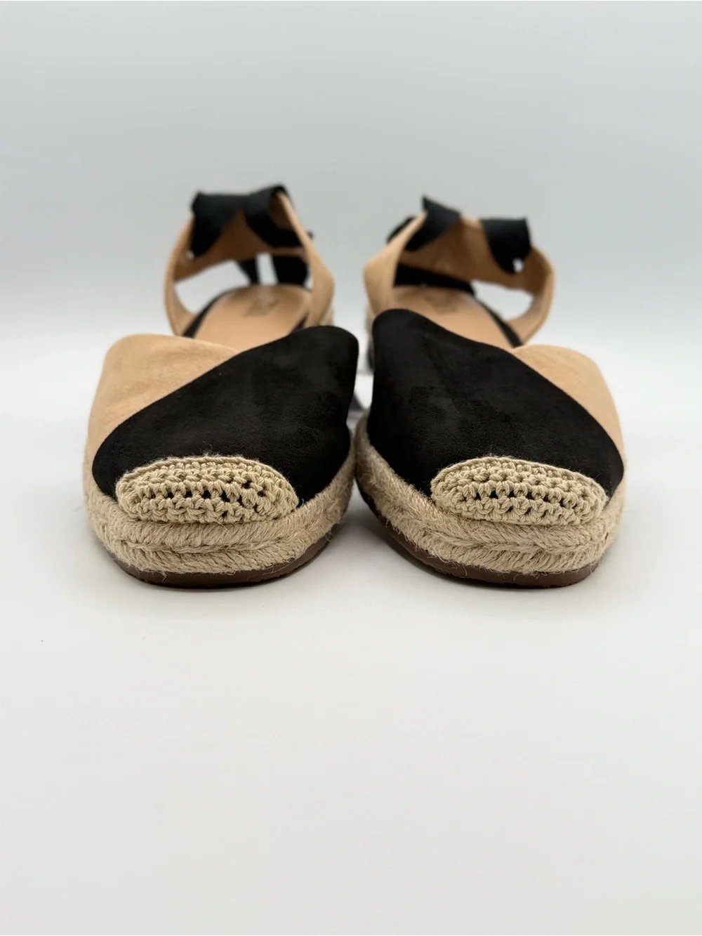 ZARA Women's Two-Tone Black Beige Suede Lace Up Espadrilles Size 9 - Picture 7 of 10